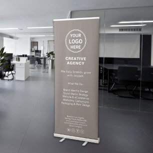 Modern Business Event Logo Creative Agency Taupe Retractable Banner
