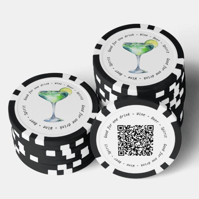 Modern Business Event QR Daiquiri Drink Voucher Poker Chips (Stack)