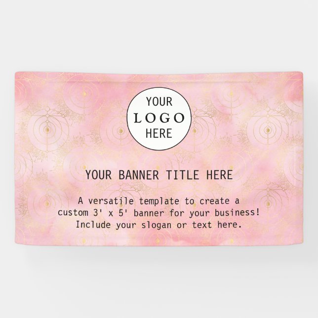 Modern Business Feminine Blush Pink Custom Logo Ba Banner (Horizontal)