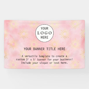 Modern Business Feminine Blush Pink Custom Logo Banner