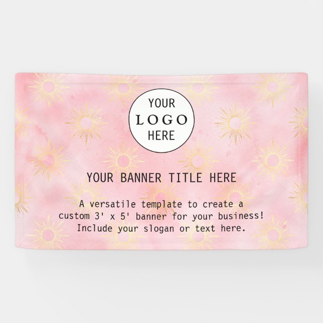 Modern Business Feminine Blush Pink Custom Logo Banner (Horizontal)
