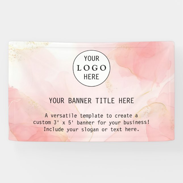 Modern Business Feminine Blush Pink Custom Logo Banner (Horizontal)