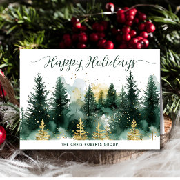 Modern Business Green Gold Christmas Holiday Card