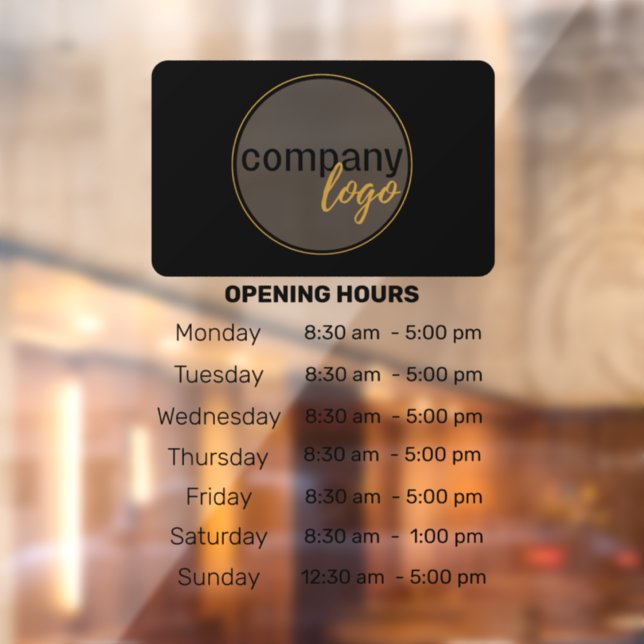 MODERN BUSINESS HOURS OF OPERATION STORE LOGO WINDOW CLING (Sheet 2)