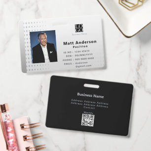 Modern Business ID Photo White Black Badge