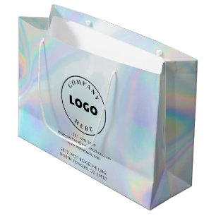 Modern Business Logo and Address Holographic Cusom Large Gift Bag