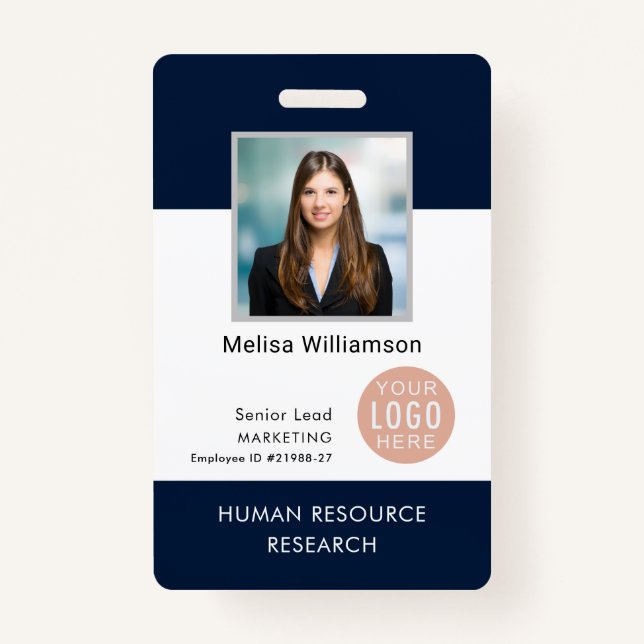 Modern Business Logo and Employee Photo ID ID Badge (Front)