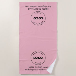 Modern Business Logo and Hotel Name Pink Beach Towel
