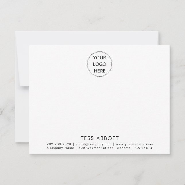 Modern Business Logo And Name Flat Note Card (Front)