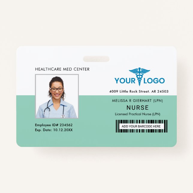 Modern Business Logo and Nurse Photo ID ID Badge (Front)