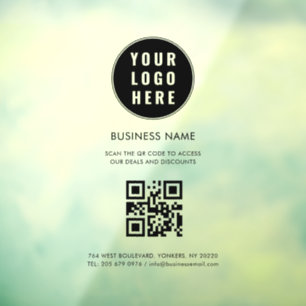 Modern Business Logo and QR Code Custom Window Cling