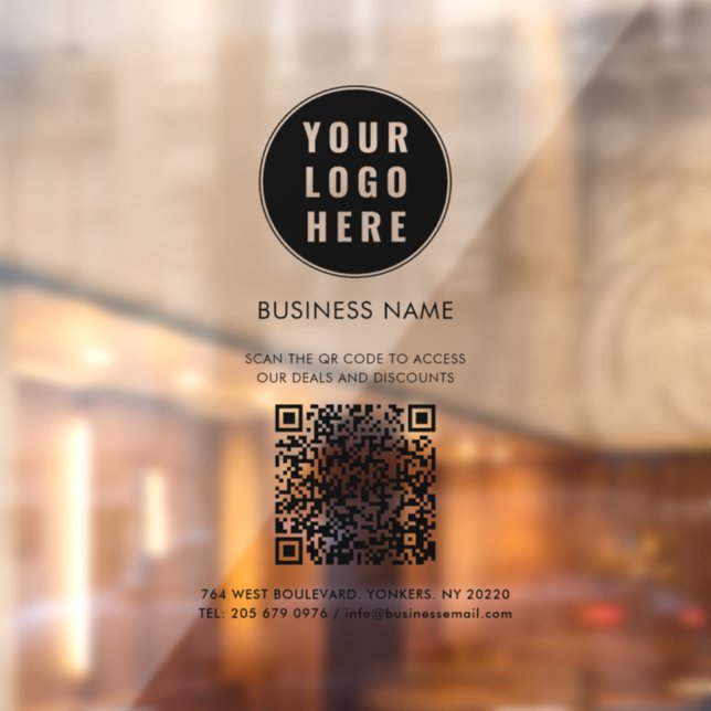 Modern Business Logo and QR Code Custom Window Cling (Sheet 2)