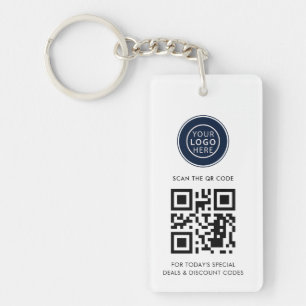 Modern Business Logo and QR Code Minimalist Key Ring