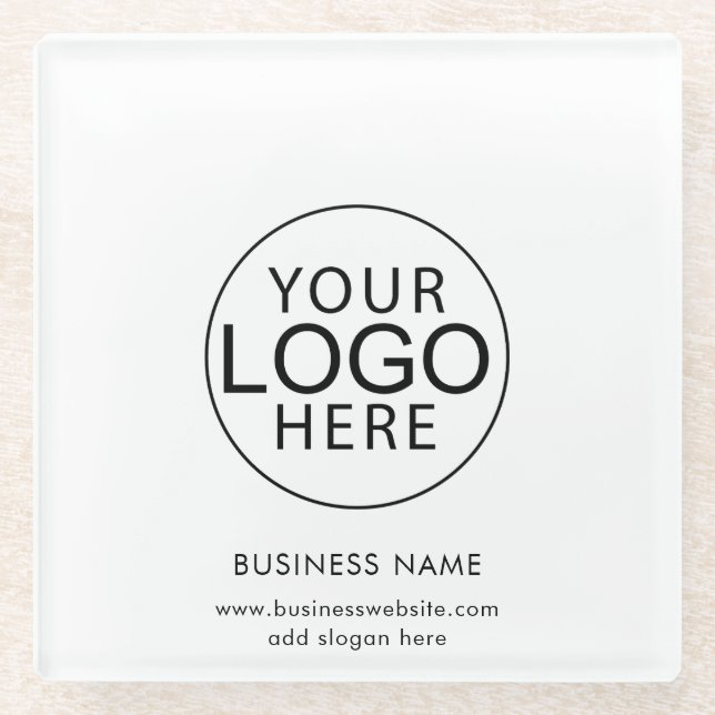Modern Business Logo and Website Glass Coaster (Front)