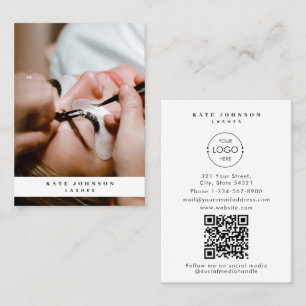 Modern Business Logo Beauty Salon Lashes Photo Business Card