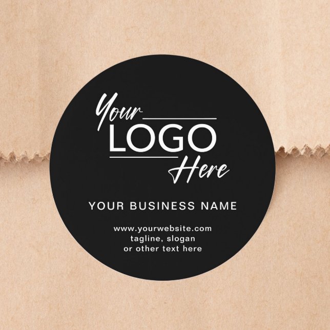 Modern Business Logo Black Classic Round Sticker (Creator Uploaded)