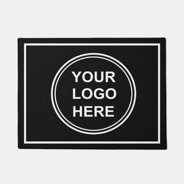 Modern Business Logo Black Doormat (Front)