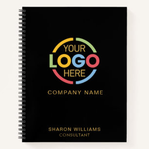 Modern Business Logo Black Gold Monogram Initial Notebook