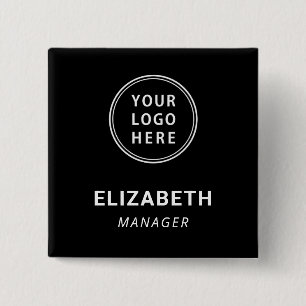 Modern Business Logo Black Name Tag 15 Cm Square Badge