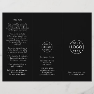 Modern Business   Logo Black Trifold Brochure