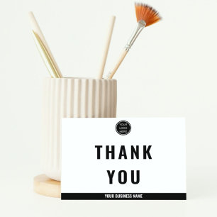 Modern Business Logo Black & White Professional  Thank You Card