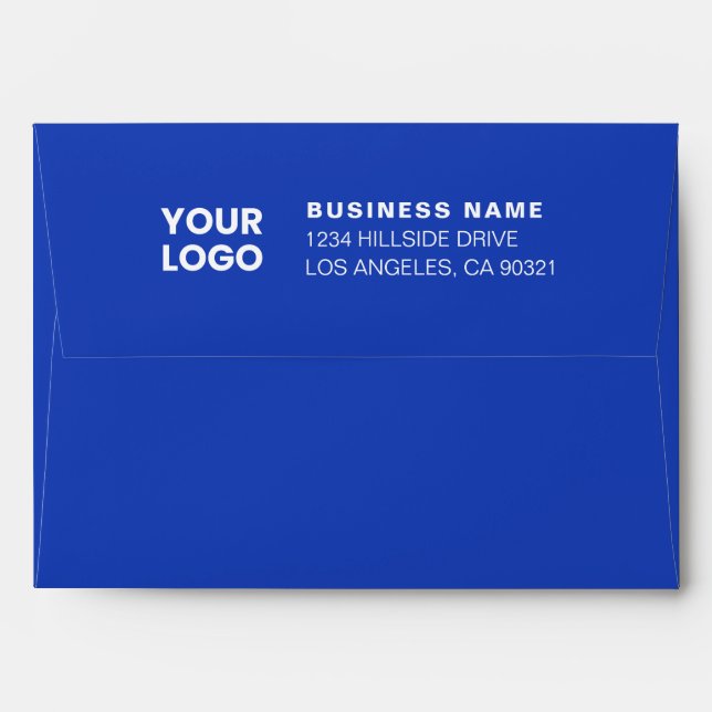 Modern Business Logo Blue & White Return Address Envelope (Back (Top Flap))
