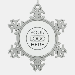 Modern Business Logo Branding Snowflake Pewter Christmas Ornament