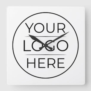 Modern Business Logo Branding Square Wall Clock