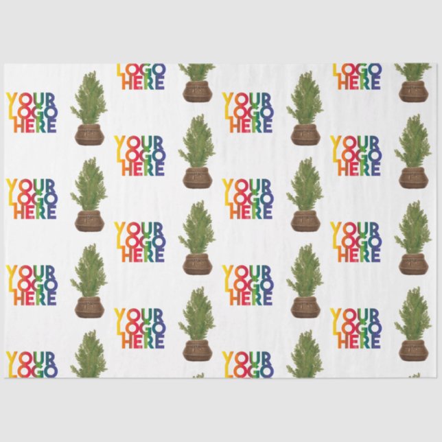 Modern Business Logo Christmas Tree Holiday Tissue Paper (Front)