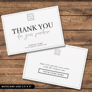 Modern Business Logo Company Coupon Code Thank You Card