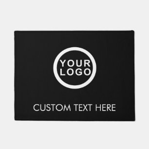 Modern Business Logo Company Doormat Black