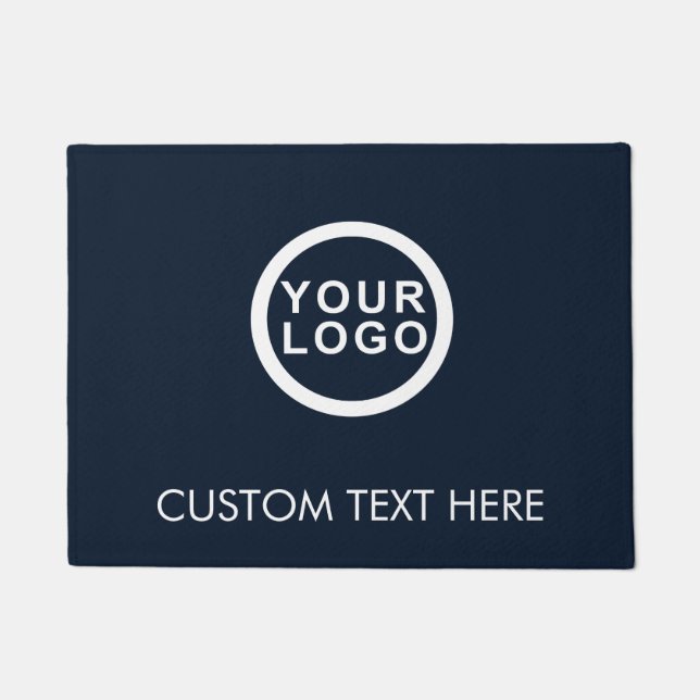 Modern Business Logo Company Doormat | Navy Blue (Front)