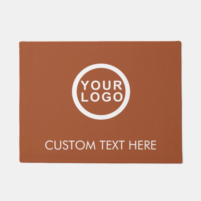 Modern Business Logo Company Doormat | Terracotta (Front)