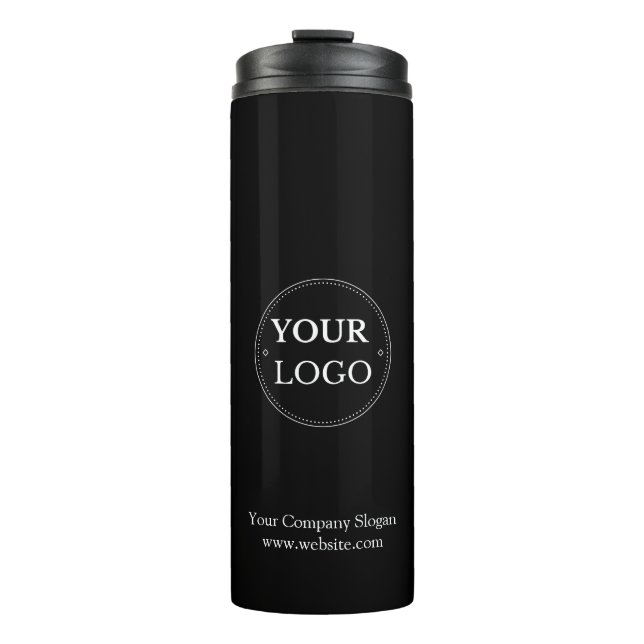 Modern Business Logo Company Promotional Black Thermal Tumbler (Front)