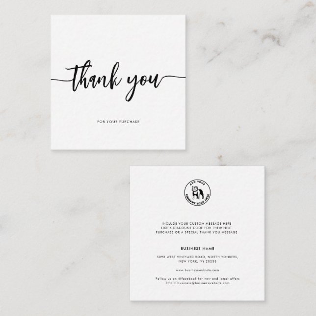 Modern Business Logo Company Thank You Card (Front/Back)