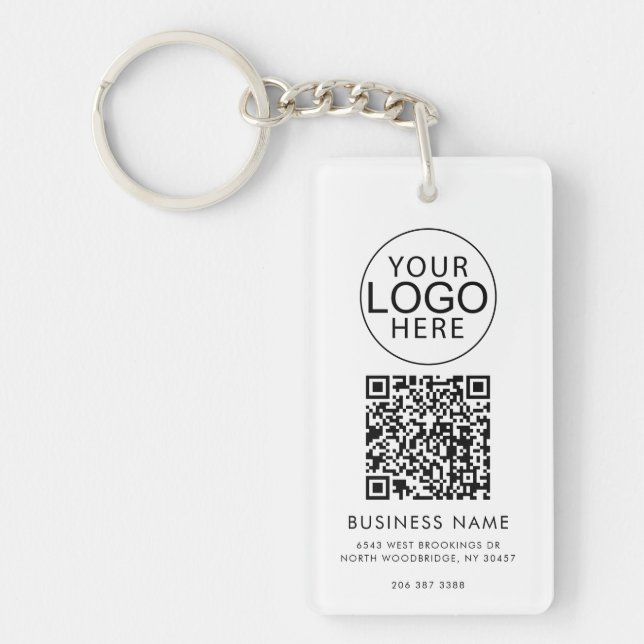 Modern Business Logo Corporate QR Code Custom Key Ring (Front)