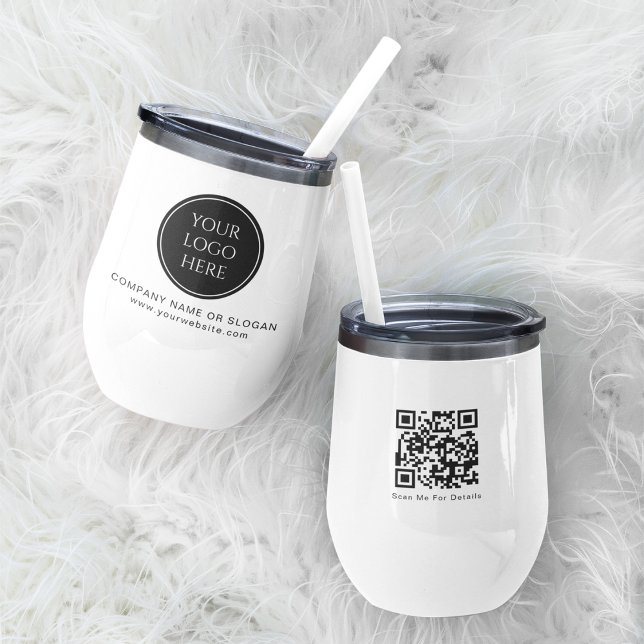 Modern Business Logo Corporate QR Code Minimal (Modern Business Logo Corporate QR Code Minimal Thermal Wine Tumbler)