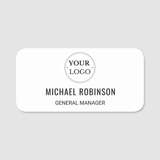 Modern Business Logo Custom Employee Staff  Name Tag (Front)