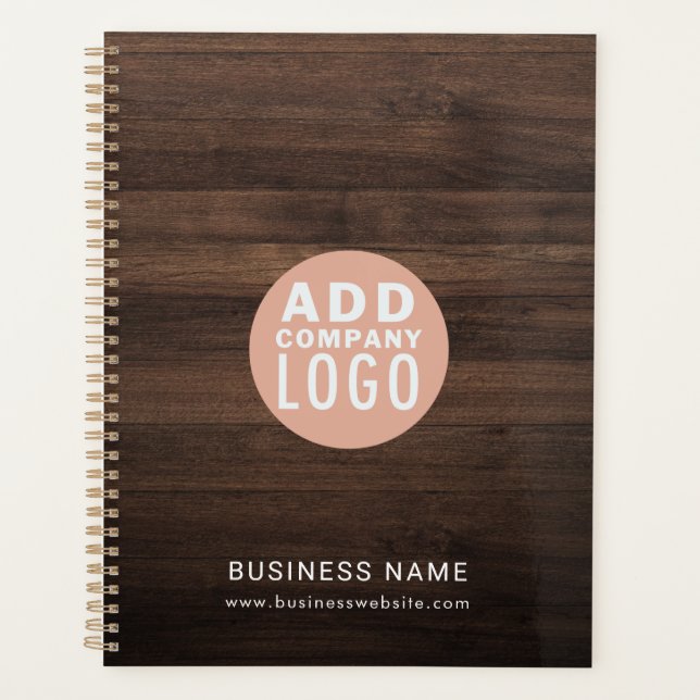 Modern Business Logo Elegant Wood Look 2026 Planner (Front)