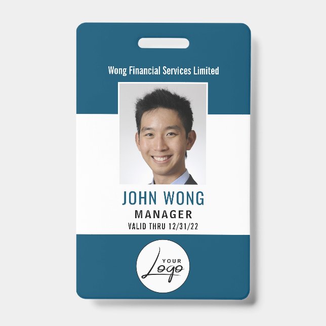 Modern Business Logo Employee Photo ID Badge (Front)