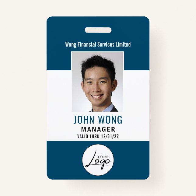 Modern Business Logo Employee Photo ID Badge (Front)