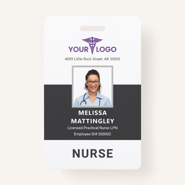 Modern Business Logo Employee Photo ID ID Badge (Front)