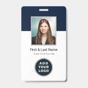 Modern Business Logo Employees Photo with Barcode ID Badge