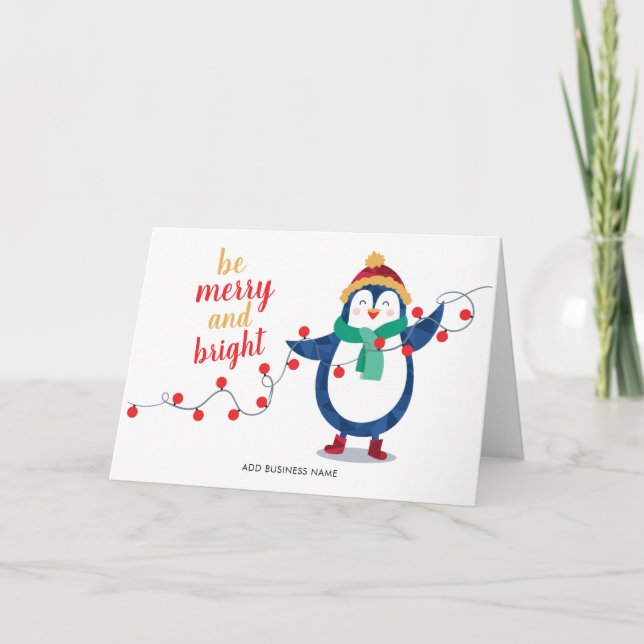 Modern Business Logo Festive Christmas Holiday Card (Front)
