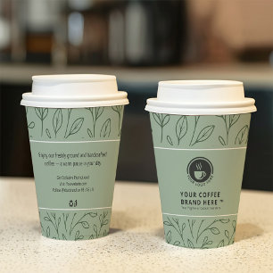 Modern Business Logo Green Botanical Coffee to Go Paper Cups