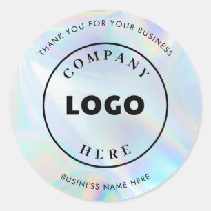 Modern Business Logo Holographic Custom Classic Round Sticker
