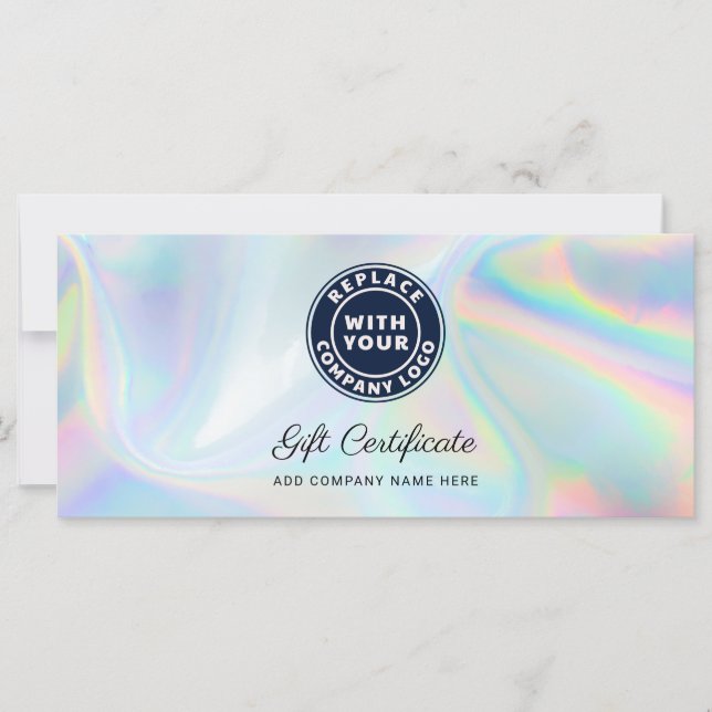 Modern Business Logo Holographic Gift Certificate (Front)