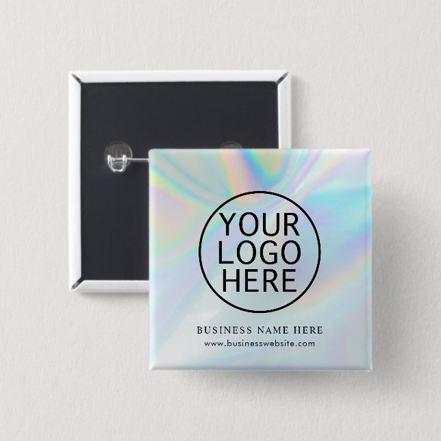Modern Business Logo Iridescent Employees Swag 15 Cm Square Badge (Front & Back)