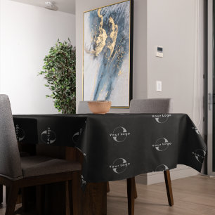Modern Business logo Minimal Company branded Black Tablecloth
