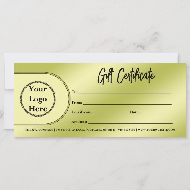 Modern Business Logo | Minimalist Gift certificate (Front)